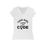 This Girl Loves to Code  – Women's V-Neck Tee